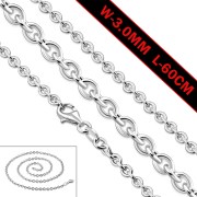 3mm-Wide 60cm-Long Sterling Silver Oval Link Cable Chain